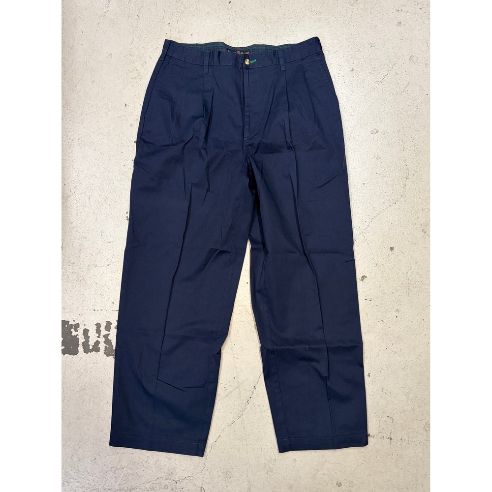 Tommy Hilfiger Golf Mens 34x32 Navy Blue Pleated Chino Pants Cotton Twill Crest